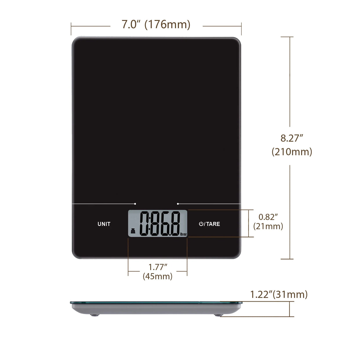Tempered Glass Digital Scale, Black Q86640