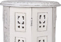 White 12 Inch Solid Wood Hand Carved Accent Table S66678