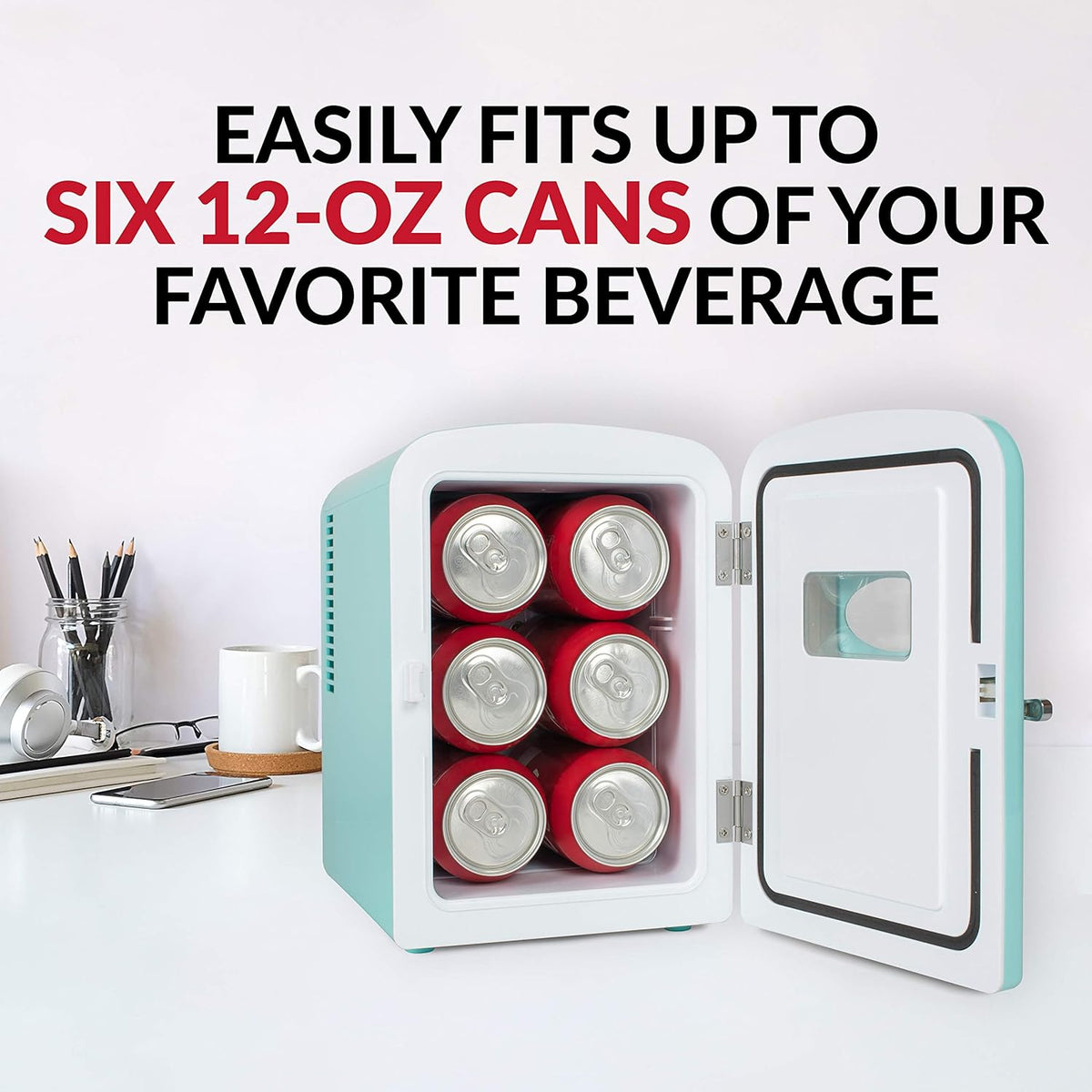 6-Can Mini Refrigerator with Carry Handle U26303