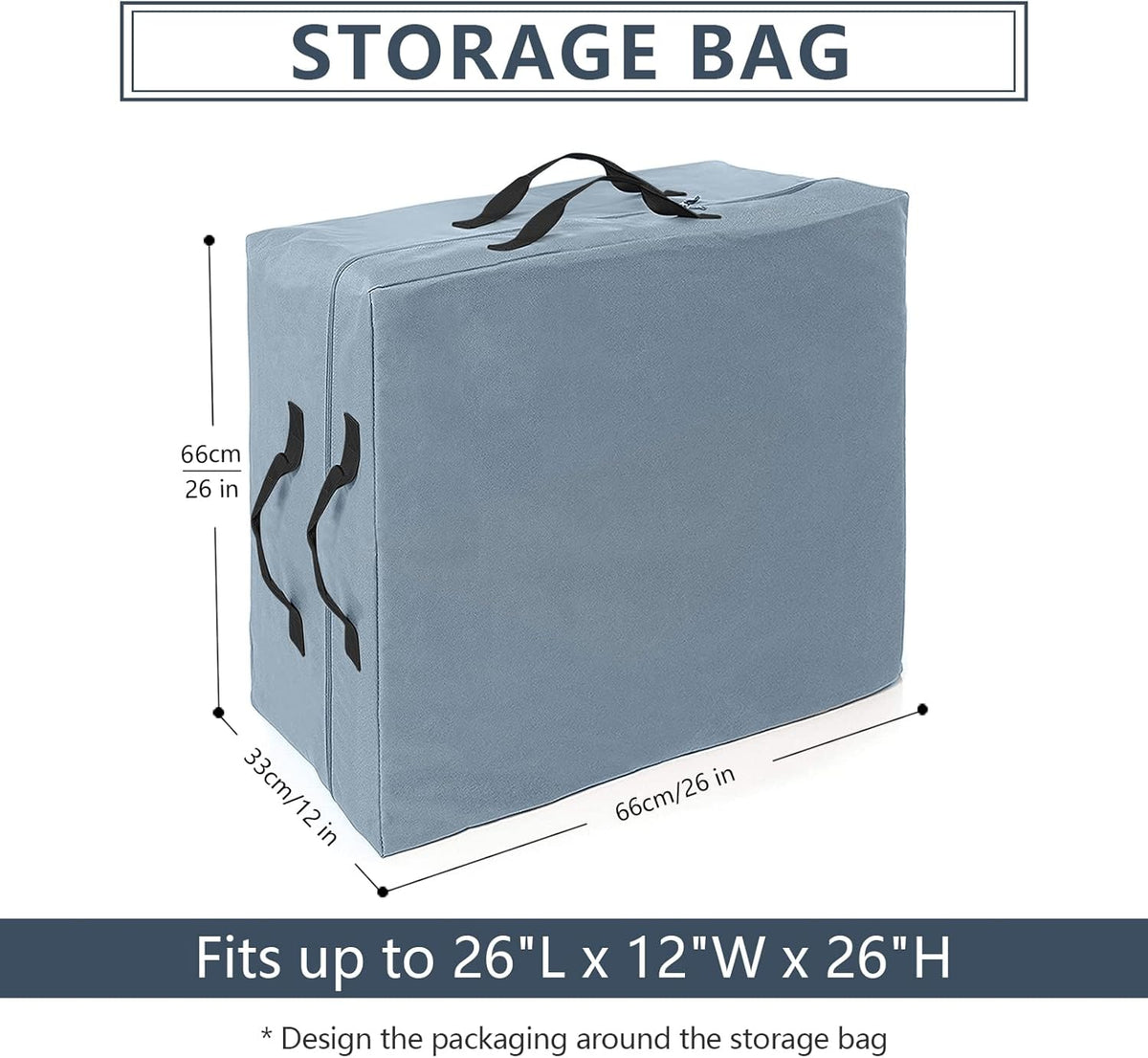 Grey Storage Bag with Two Handles and Zippers O422