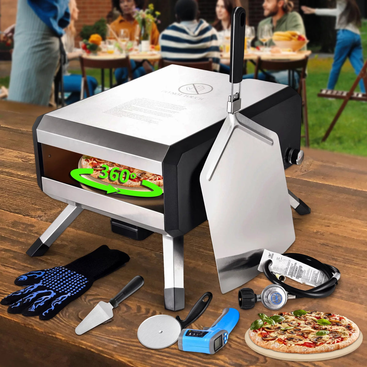 Portable Stainless Steel Gas Pizza Oven with 14 Pizza Stone J353