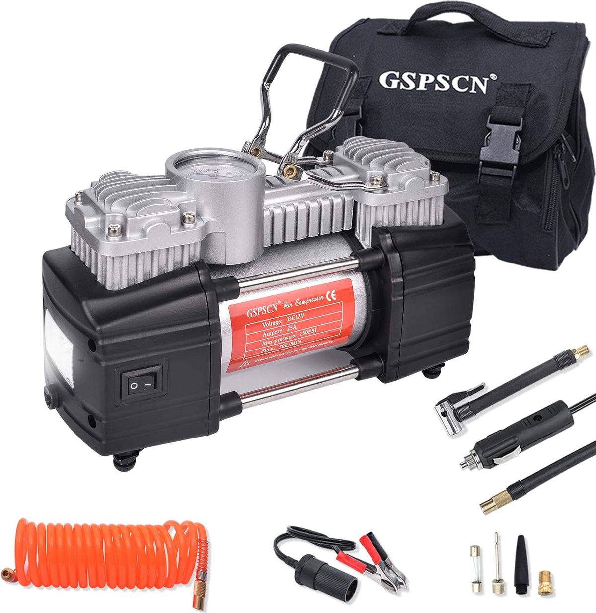 Portable Double Cylinder 12V 150 PSI Tire Inflator Z525