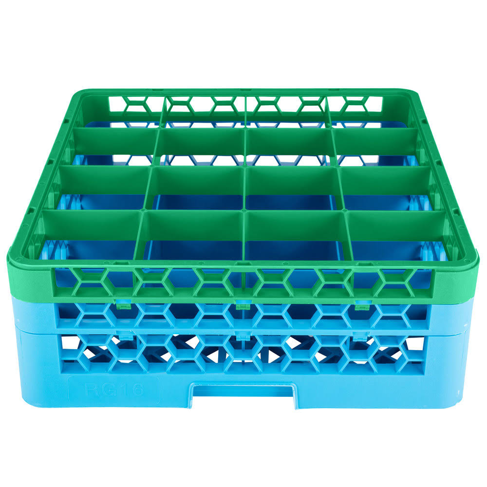 16 Compartment Green Glass Rack with 2 Extenders L1932