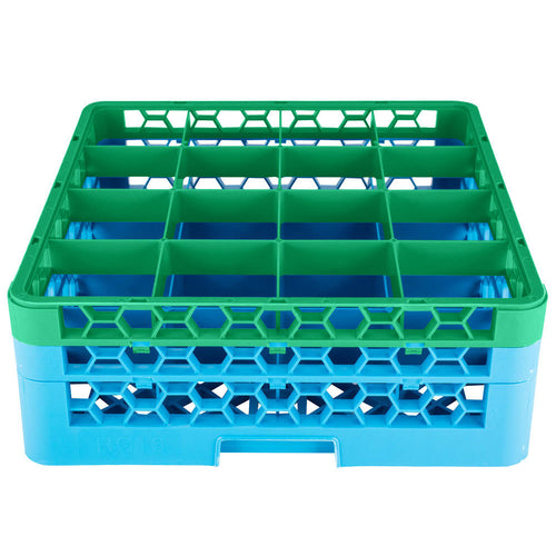 16 Compartment Green Glass Rack with 2 Extenders L1932