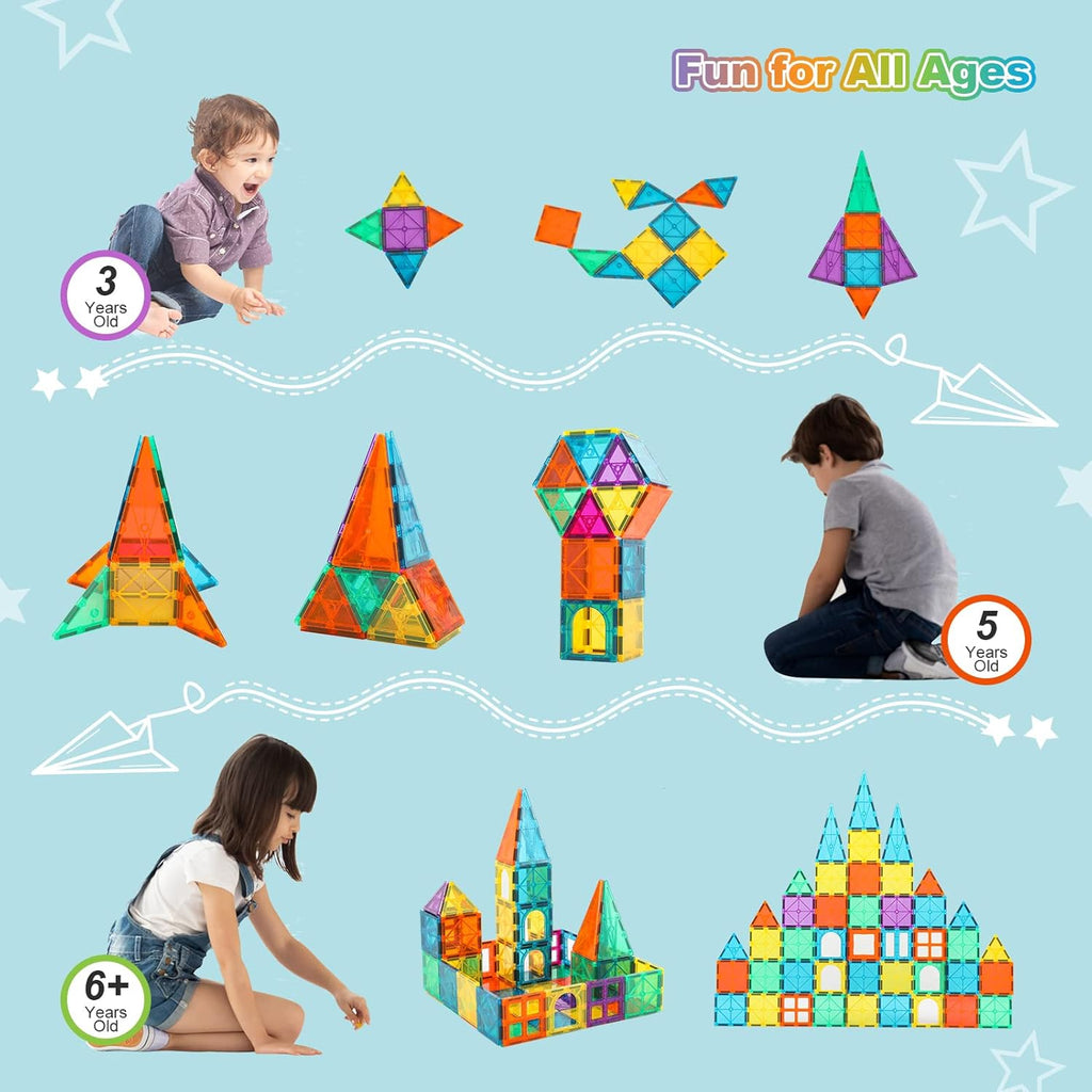 96 Pcs Magnetic Building Blocks with 2 Cars P383214