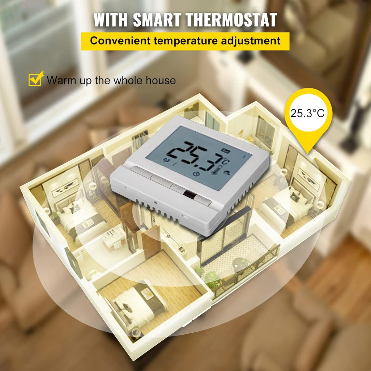 51.4 Square Feet Waterproof Insulated Floor Heating Cable with Temperature Control Panel G408