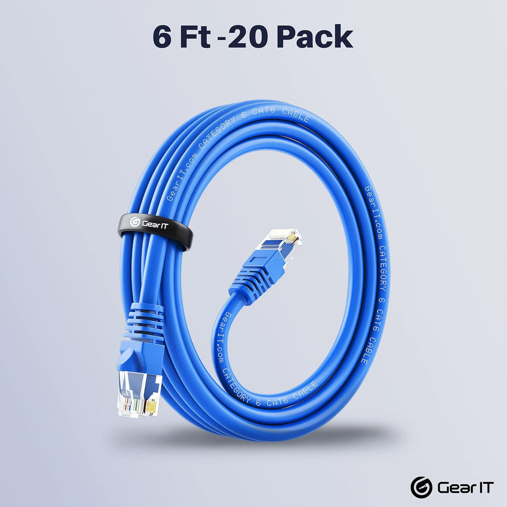 Cat 6 Ethernet Cable 6 ft 20-Pack Blue I5017