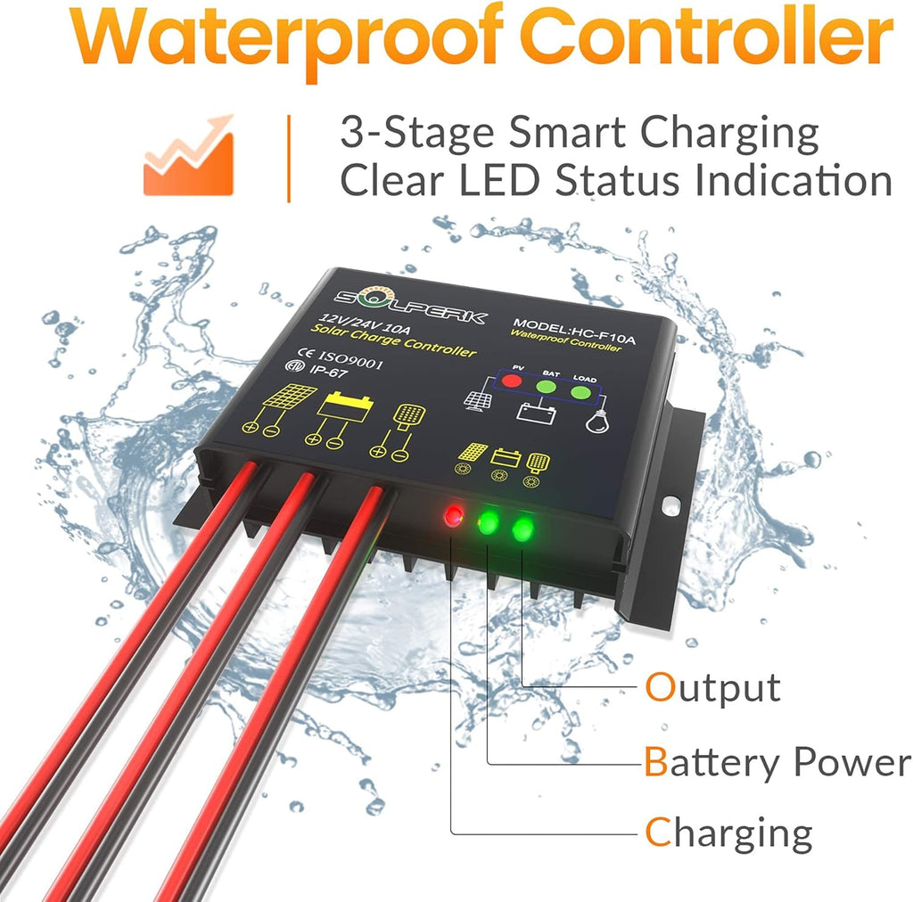 30W 12V Solar Panel Kit with Waterproof Controller and Adjustable Mount Bracket X97202