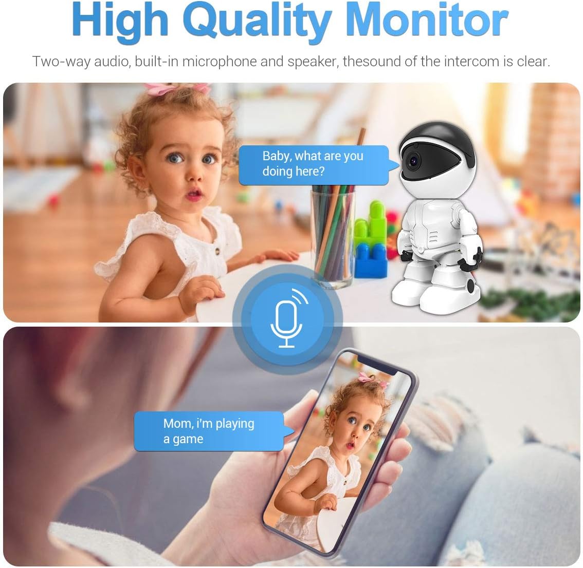 2MP 1080P HD Security Robot Camera WiFi Wireless IR 10M Motion Detection Auto Tracking PTZ IP Camera Day/Night Vision I58565