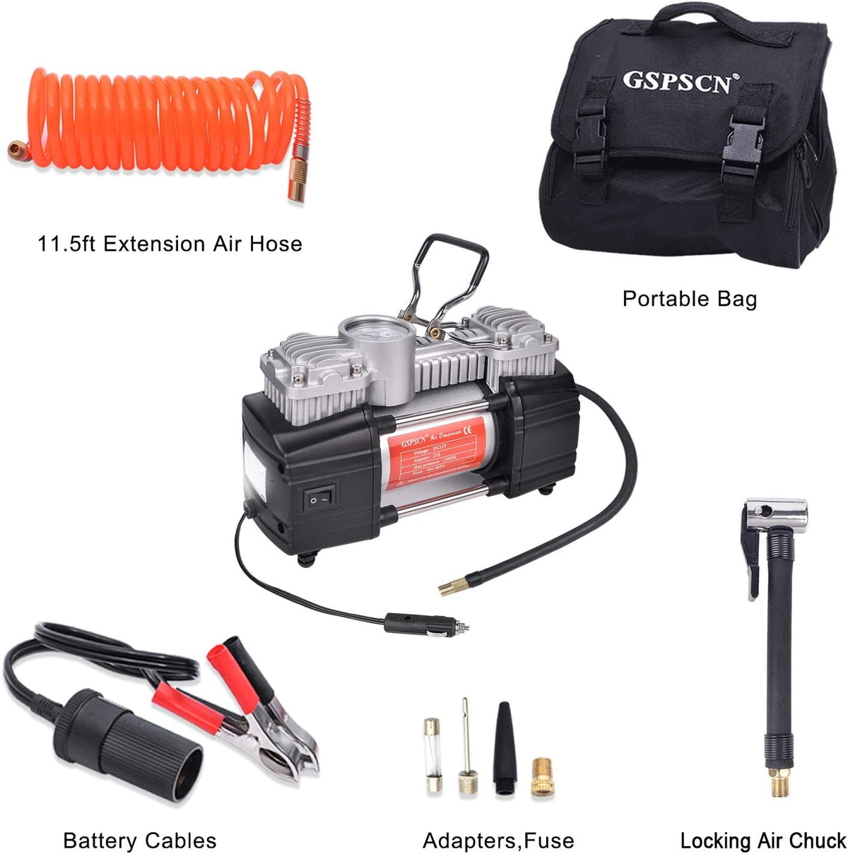 Portable Double Cylinder 12V 150 PSI Tire Inflator Z525