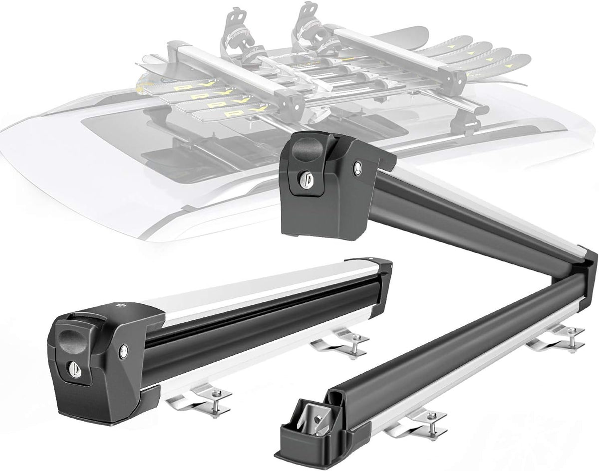 Aluminum Universal Car Ski Roof Racks, 2 Pcs Silver K347