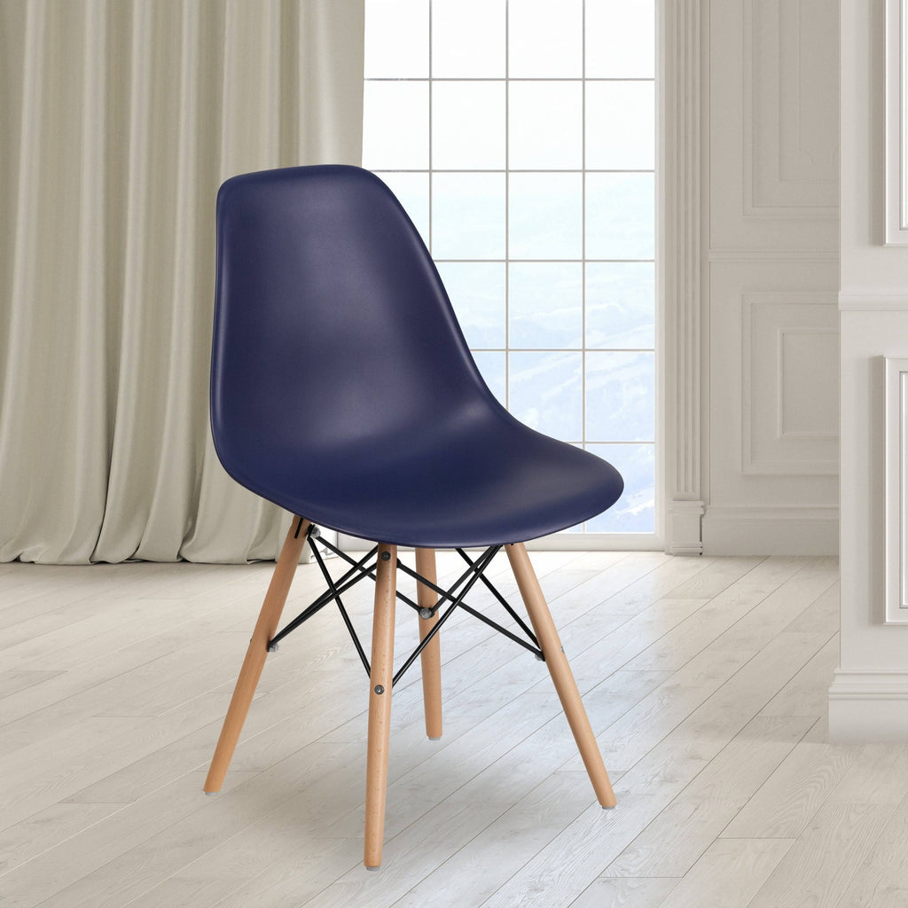 Gray Plastic Chair with Wood Base Y820970