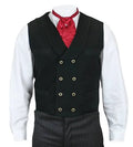 Black Cotton Canvas Double Breasted Vest I85409