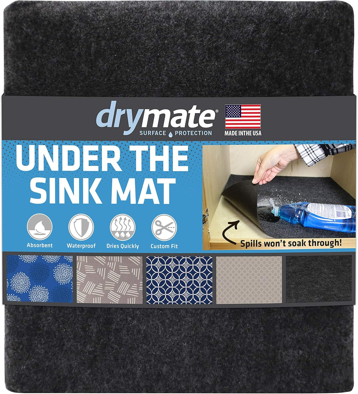 Charcoal Absorbent Waterproof Slip-Resistant Under Sink Mat I490
