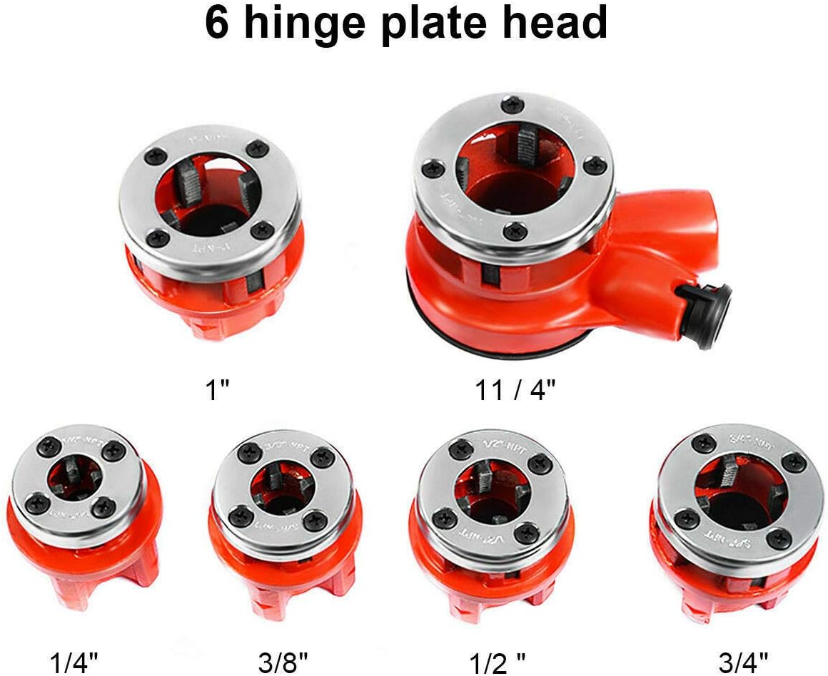 Ratchet Pipe Threader Kit Set with 6 Dies and Storage Case R9010