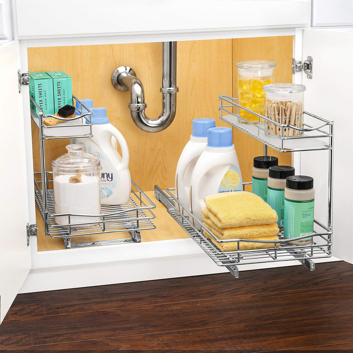 Under Sink Pull Out Two Tier Sliding Shelf X552808