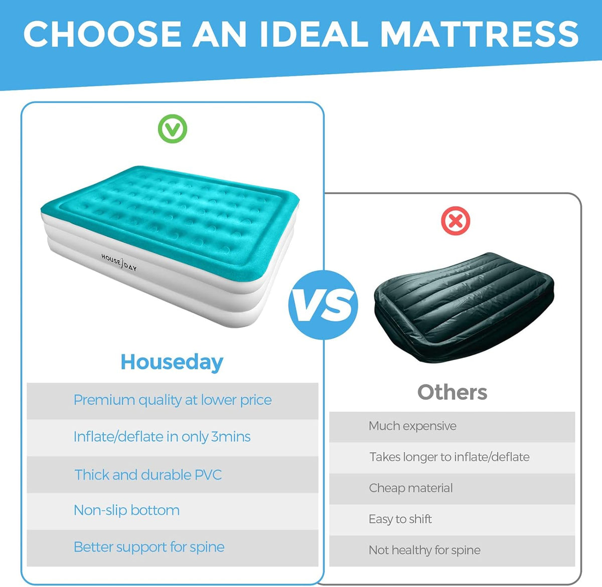 Queen Inflatable Air Mattress with Built-in Pump Q923