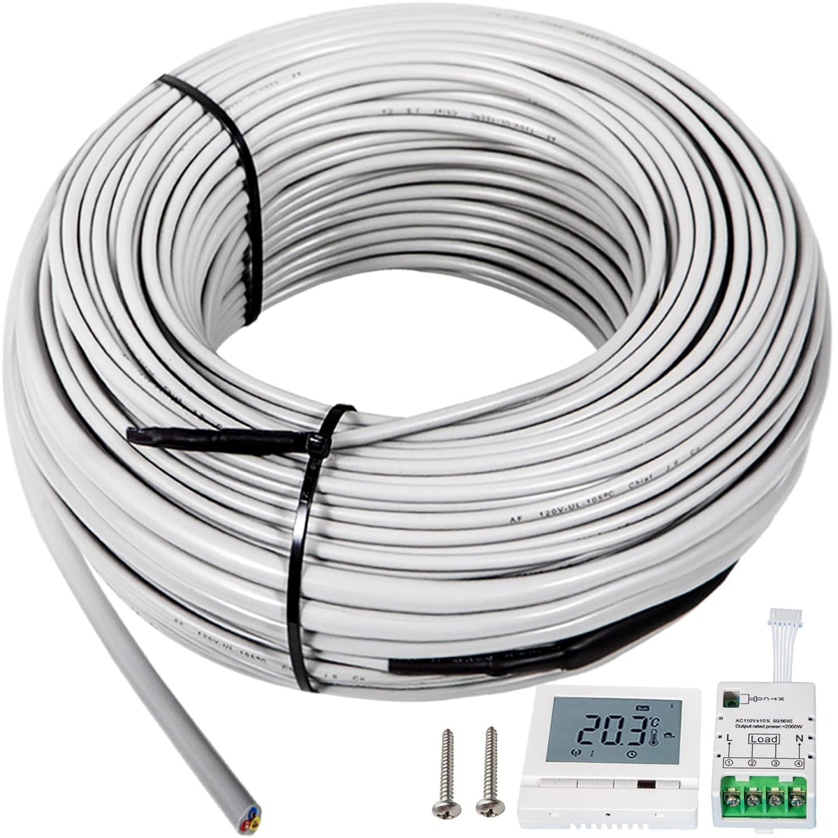 51.4 Square Feet Waterproof Insulated Floor Heating Cable with Temperature Control Panel G408