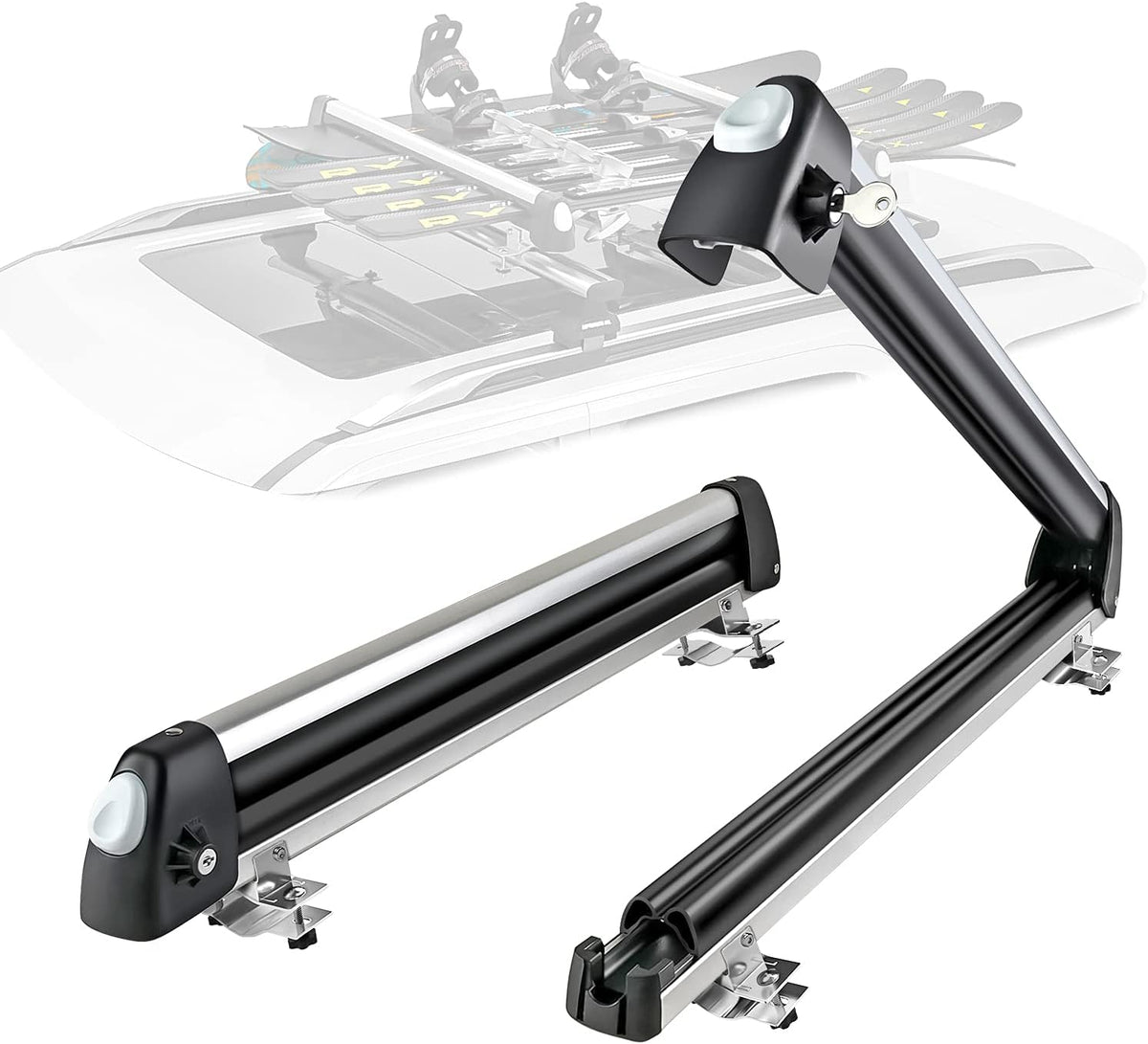 Aluminum Universal Car Ski Roof Racks, 2 Pcs Silver K347
