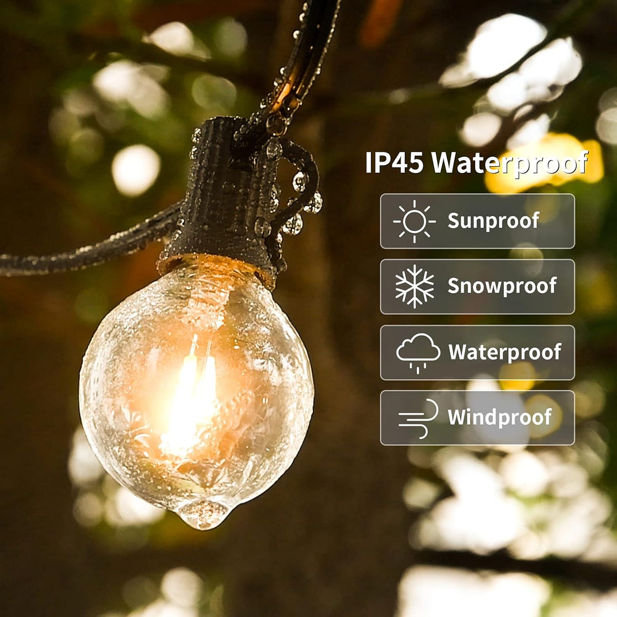 100ft Dimmable Waterproof Globe String Lights X477964