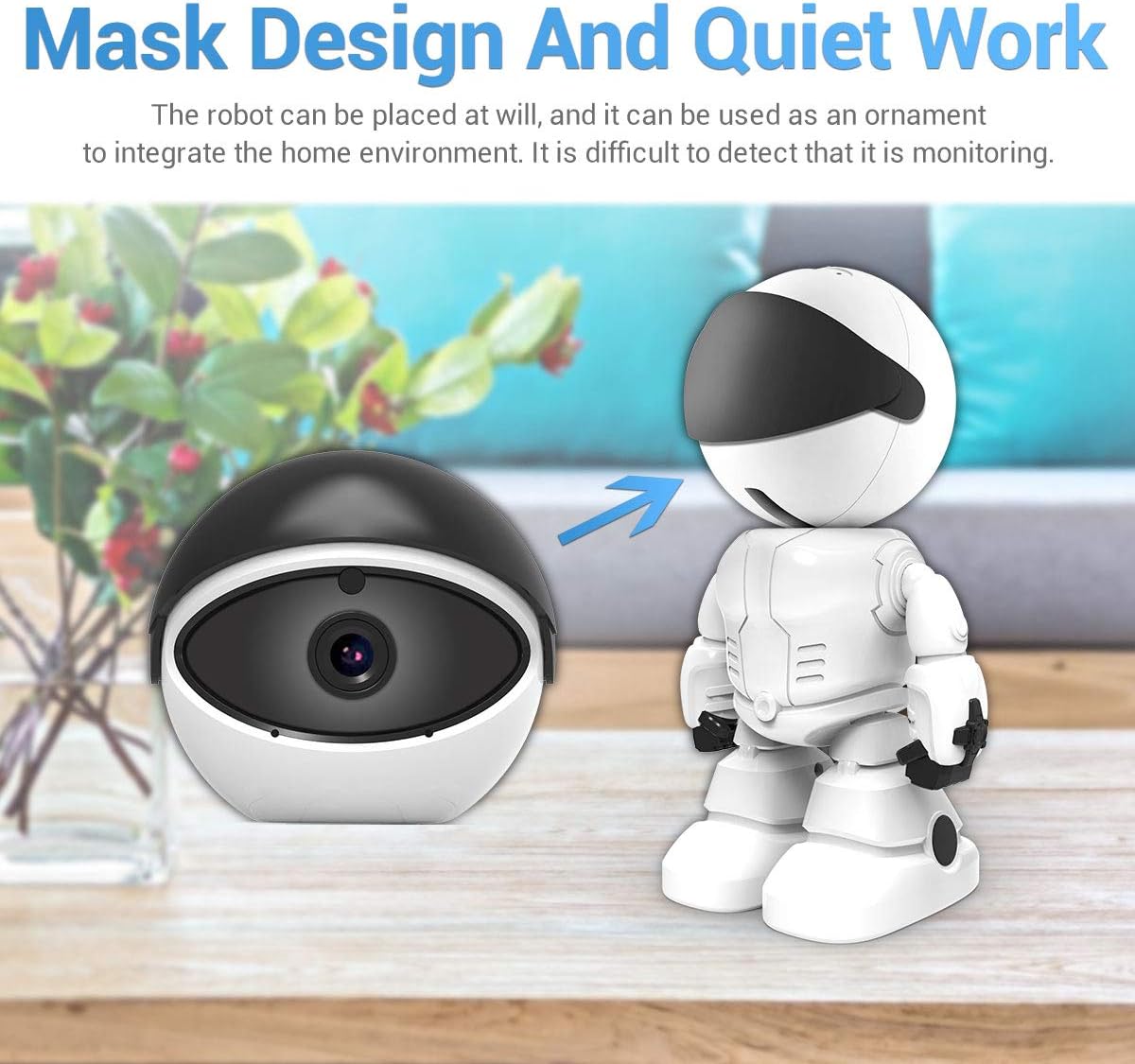 2MP 1080P HD Security Robot Camera WiFi Wireless IR 10M Motion Detection Auto Tracking PTZ IP Camera Day/Night Vision I58565