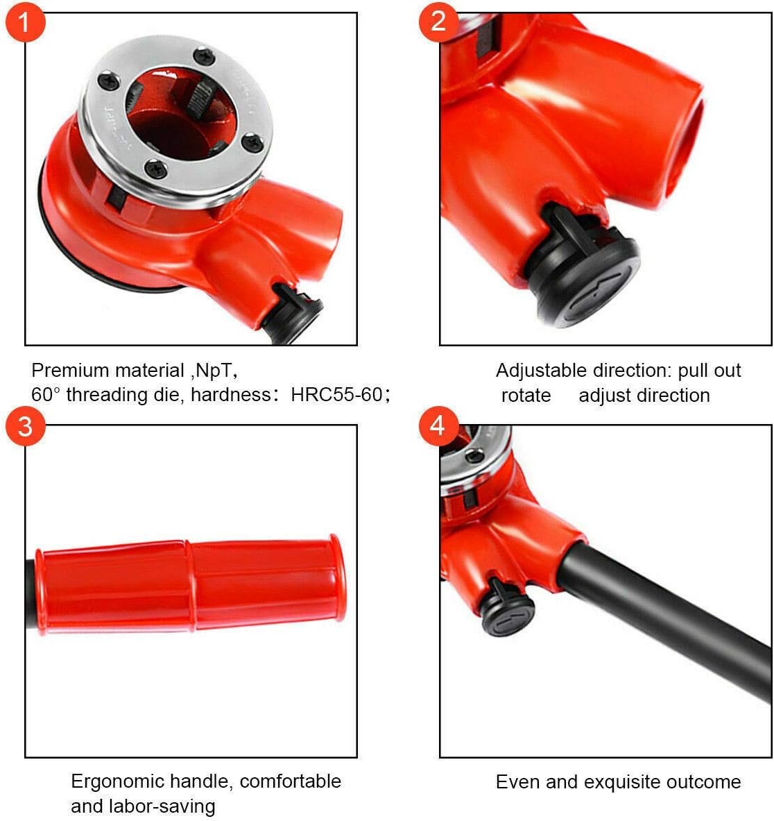 Ratchet Pipe Threader Kit Set with 6 Dies and Storage Case R9010