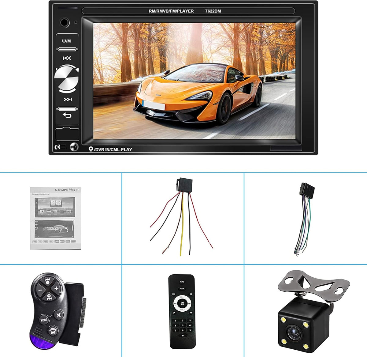 Double Din Car Stereo with Bluetooth 6.2 Inch Touch Screen G74228