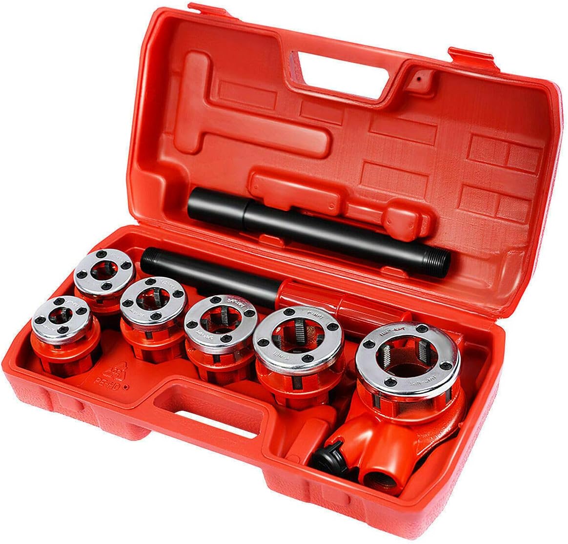 Ratchet Pipe Threader Kit Set with 6 Dies and Storage Case R9010