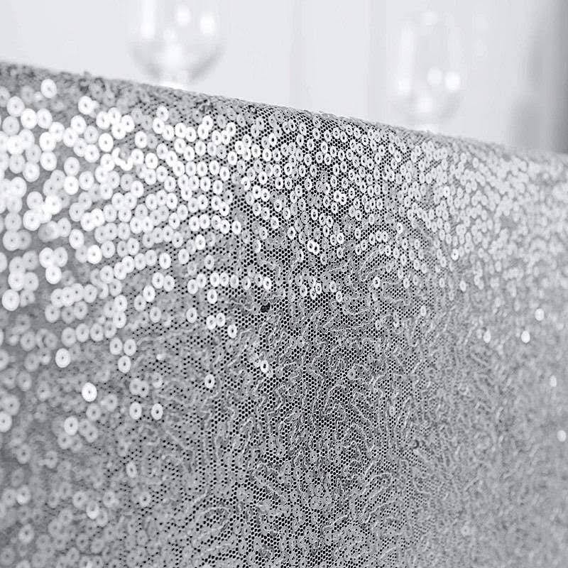 Silver 90x156 inch Sequin Rectangular Tablecloth L9148