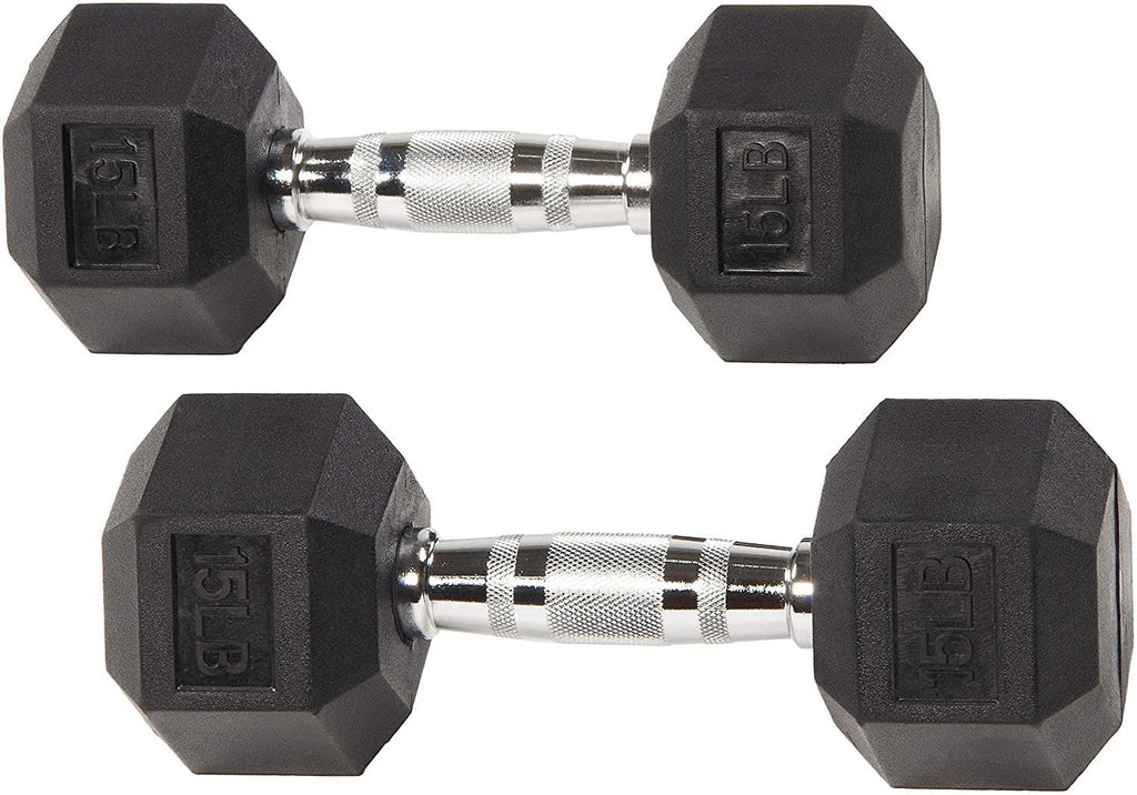Rubber Encased Hex Dumbbell Pair Black A9706
