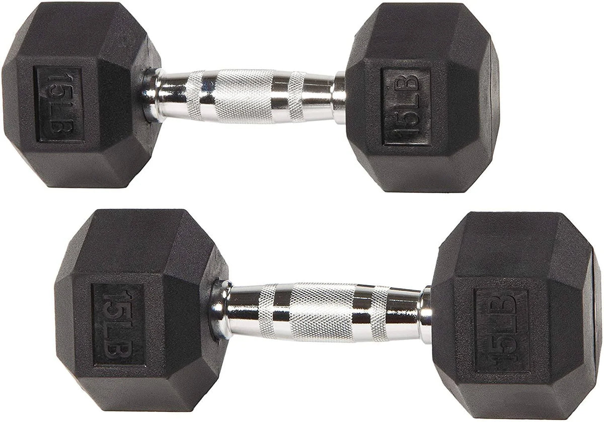 Rubber Encased Hex Dumbbell Pair Black A9706