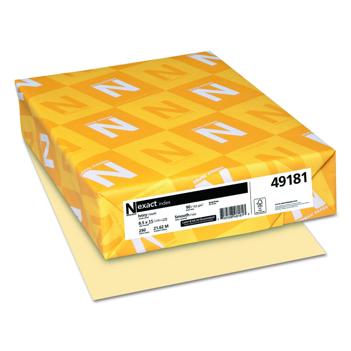 Ivory 8.5 in x 11 in 250 Sheet Card Stock U8936