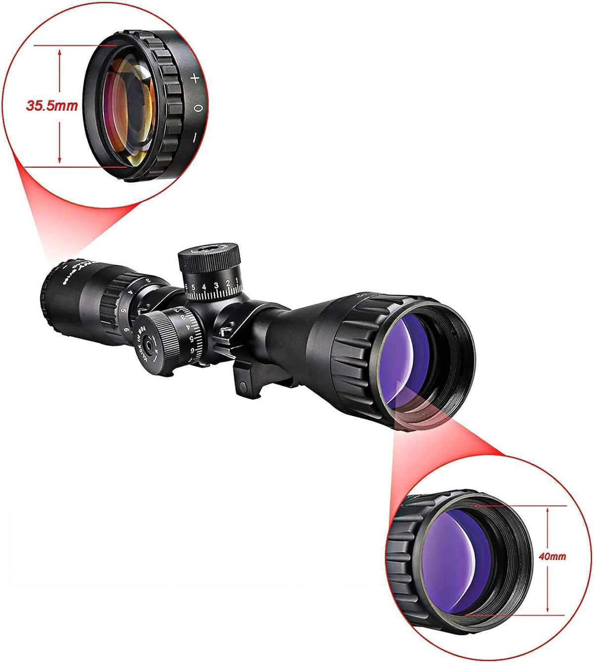 3-9x40 AO Rifle Scope with Mil Dot Reticle T640