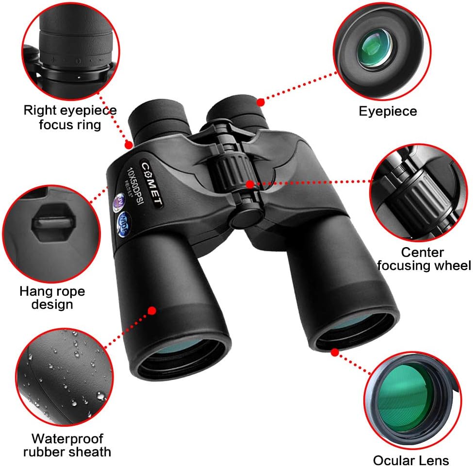 10x50 Waterproof Binoculars with Case and Strap V739