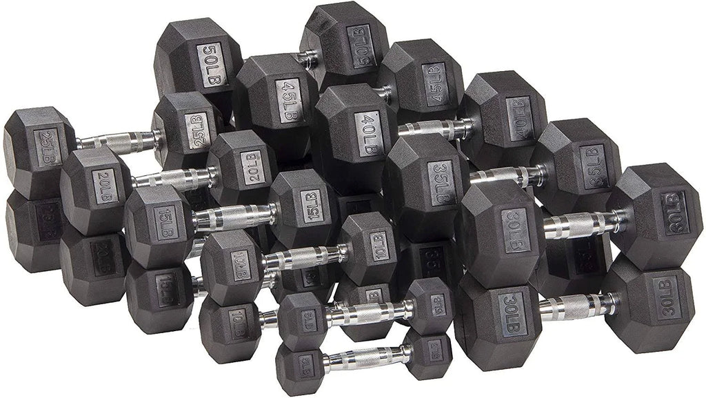 Rubber Encased Hex Dumbbell Pair Black A9706