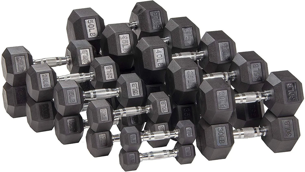 Rubber Encased Hex Dumbbell Pair Black A9706