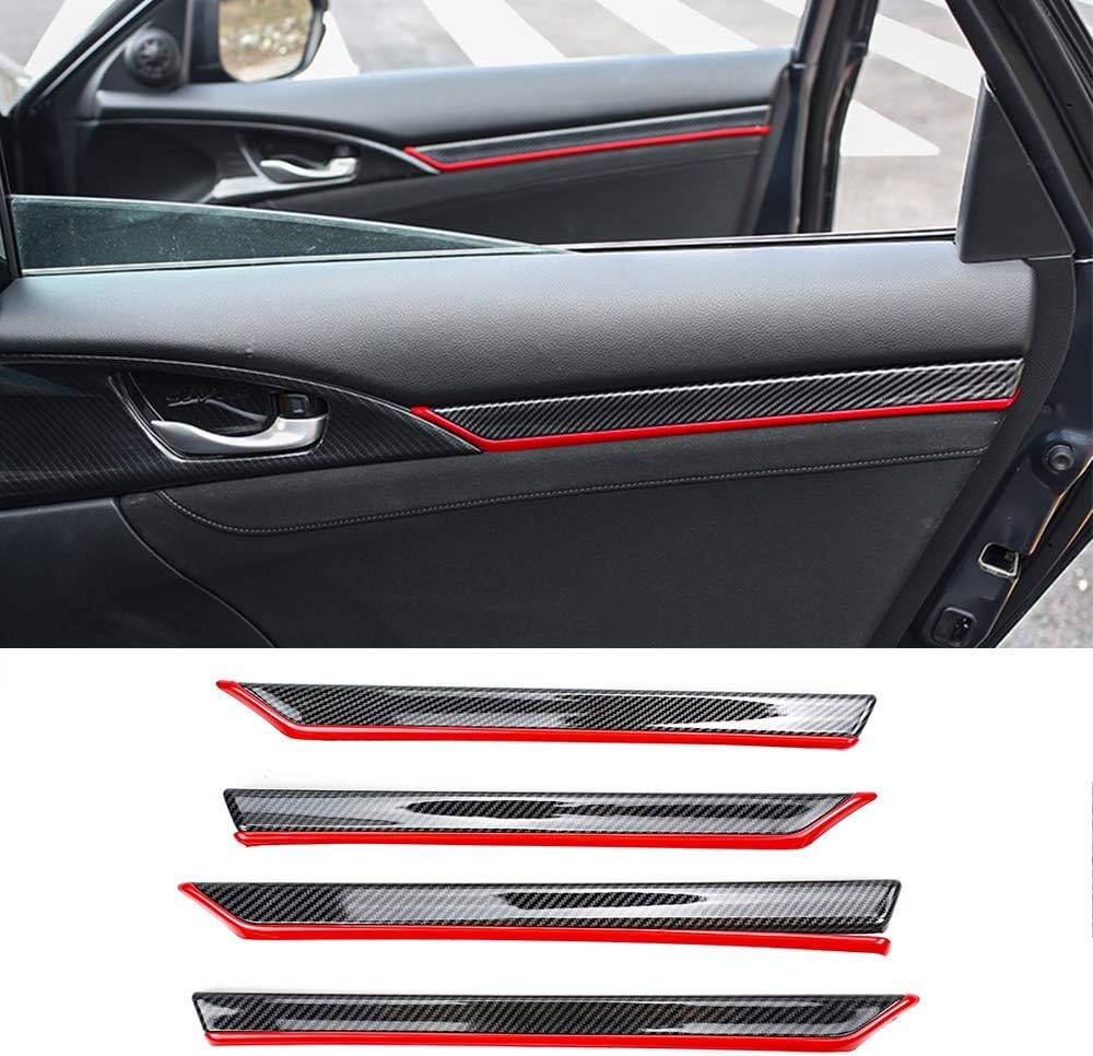 8pcs Carbon Fiber Car Interior Door Panel Trim Accessories K421