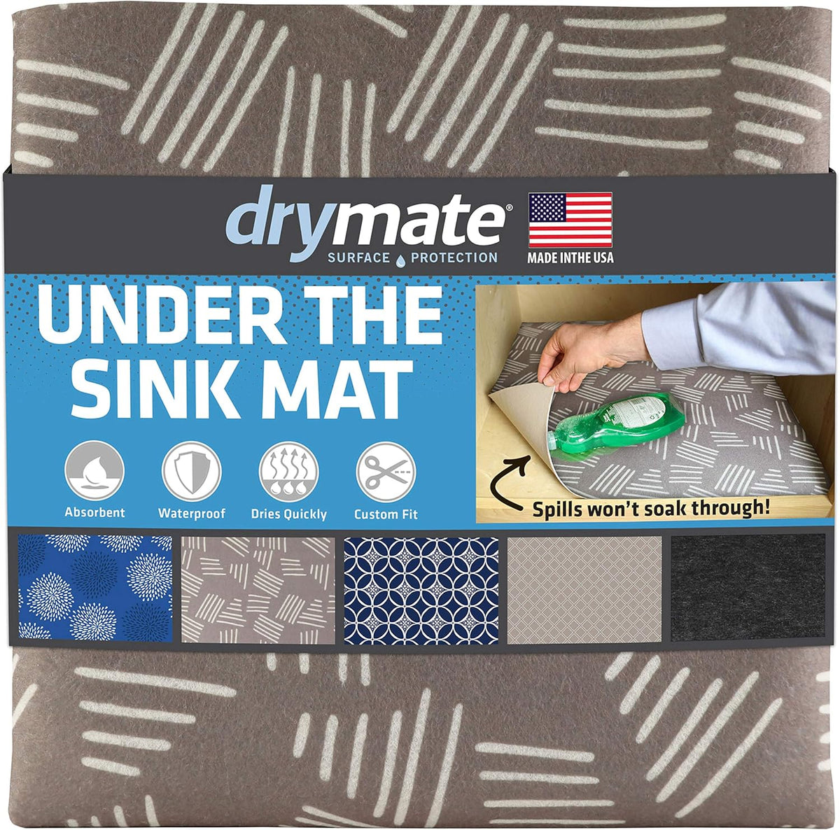 Charcoal Absorbent Waterproof Slip-Resistant Under Sink Mat I490