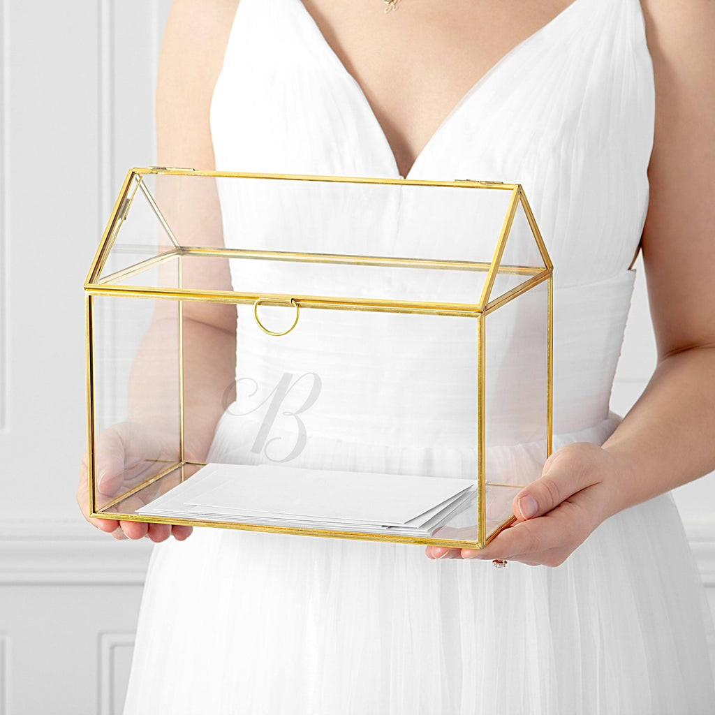 Gold Wedding Glass Terrarium Card Holder T61915