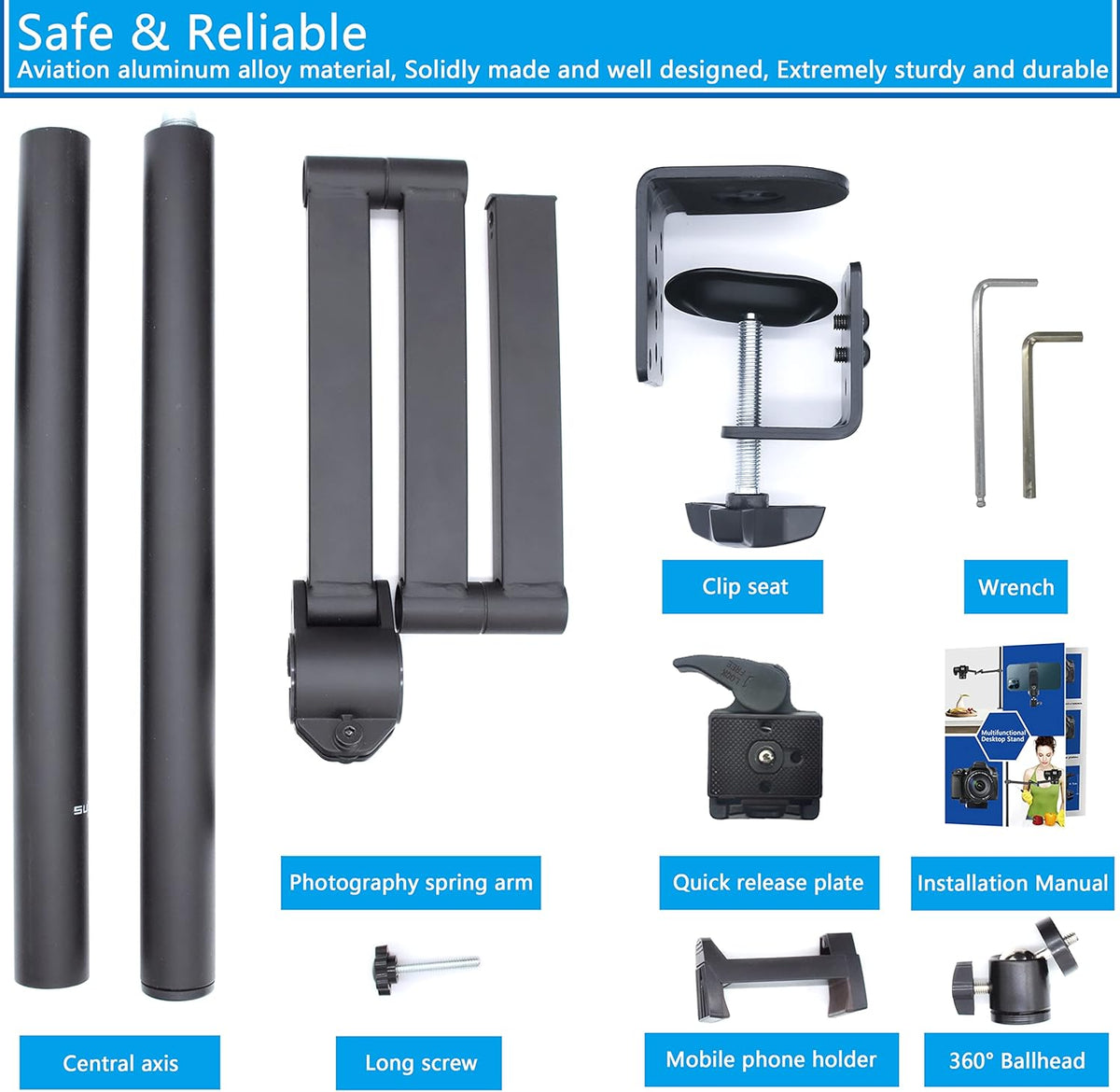 Overhead Camera Mount Rig Stand with Flexible Arm and 360° Ball Head L318618