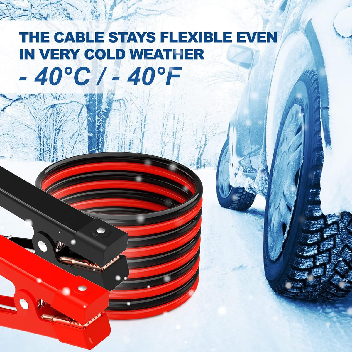 0 Gauge 25 Feet Heavy Duty Jumper Cables with Carrying Bag Z53255