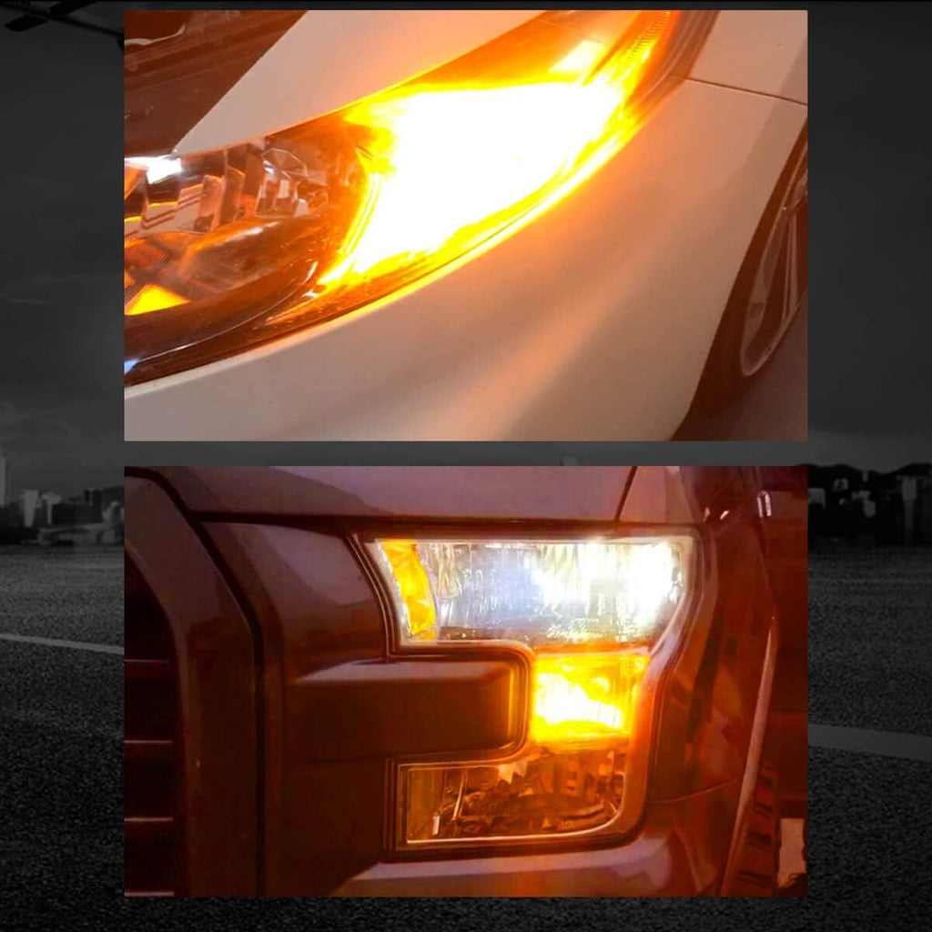 7443 Switchback LED Bulb 7444 7444NA Front Turn Signal Light White/Yellow Pack of 2 D489