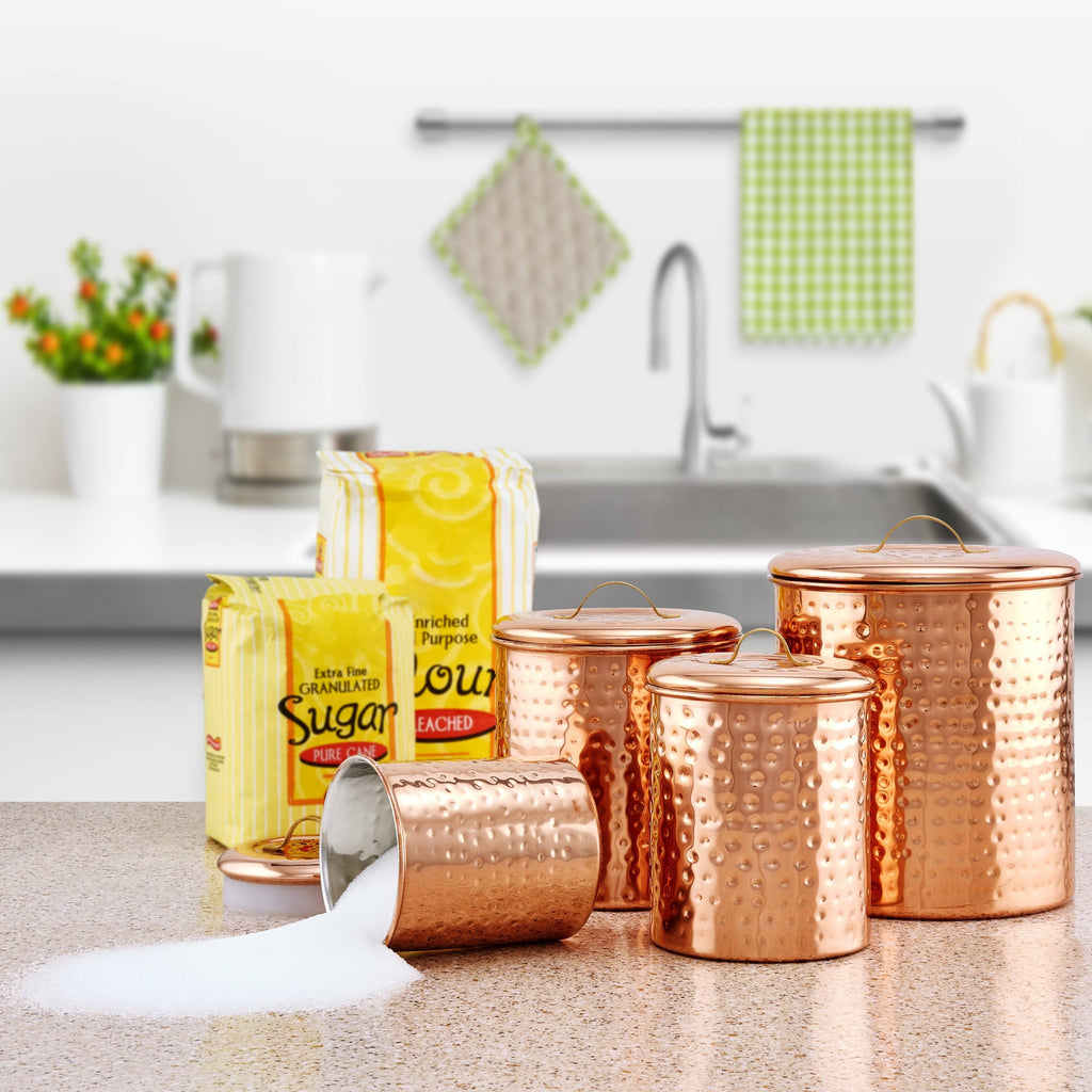 Copper Hammered Canister Set P453