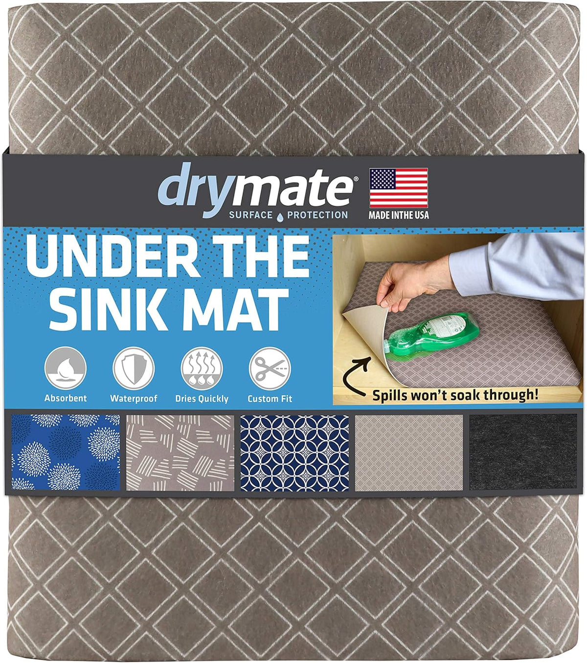 Charcoal Absorbent Waterproof Slip-Resistant Under Sink Mat I490