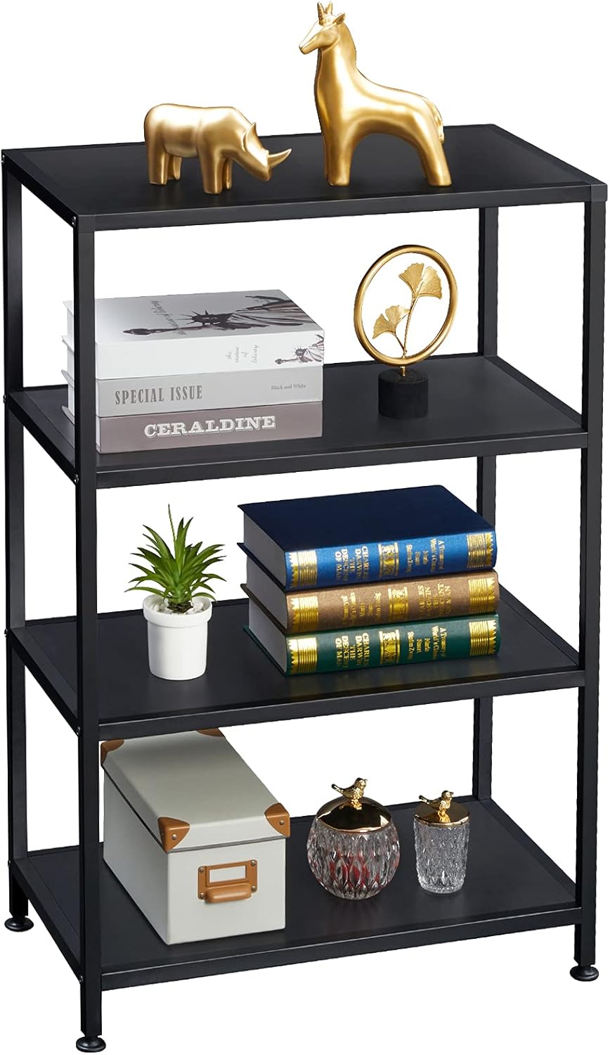 4-Tier Industrial Bookshelf with Metal Frame U7823