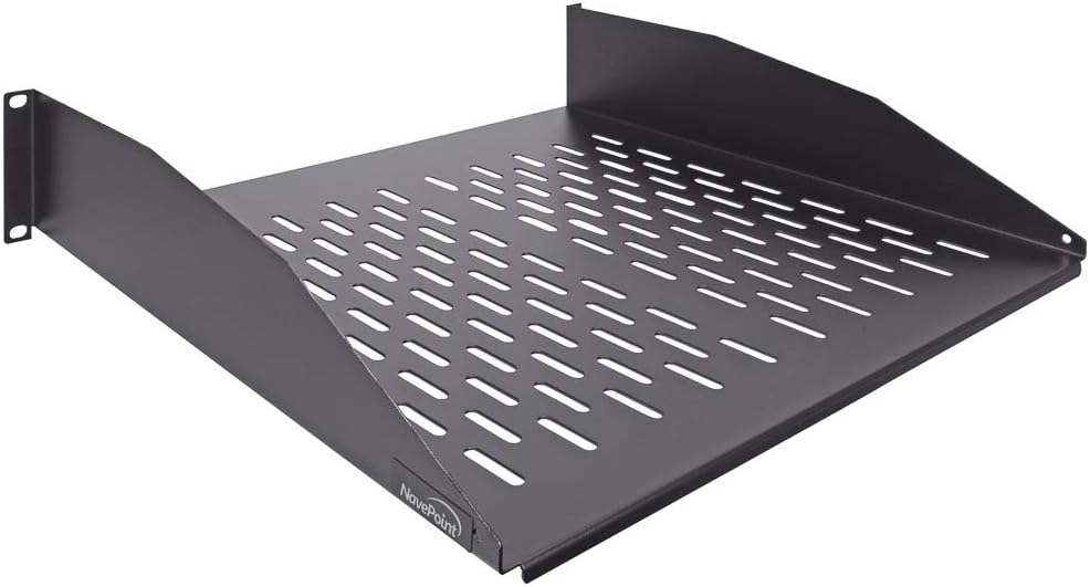 2U 19-Inch Vented Rack Mount Cantilever Server Cabinet Shelf Black V396347