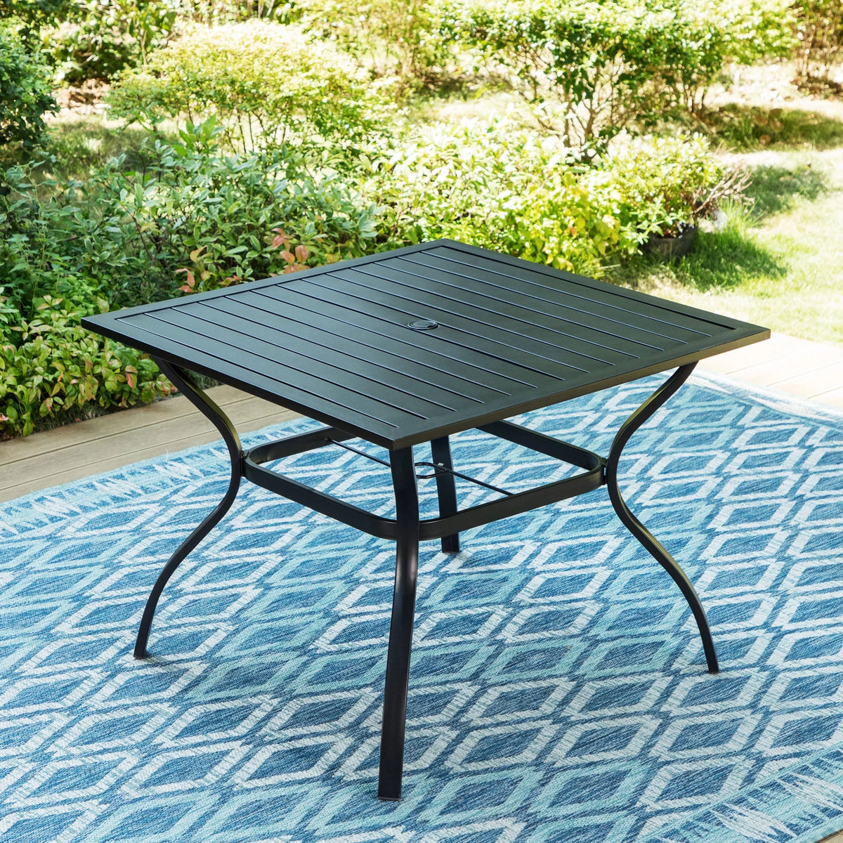 Outdoor Square Steel Dining Table for 4-Person, Black B84798
