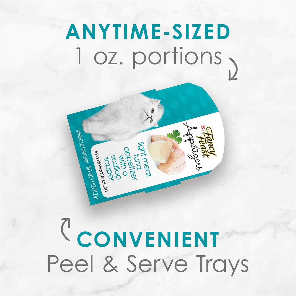 Wet Cat Food Complement Light Meat Tuna With a Scallop Topper V957077