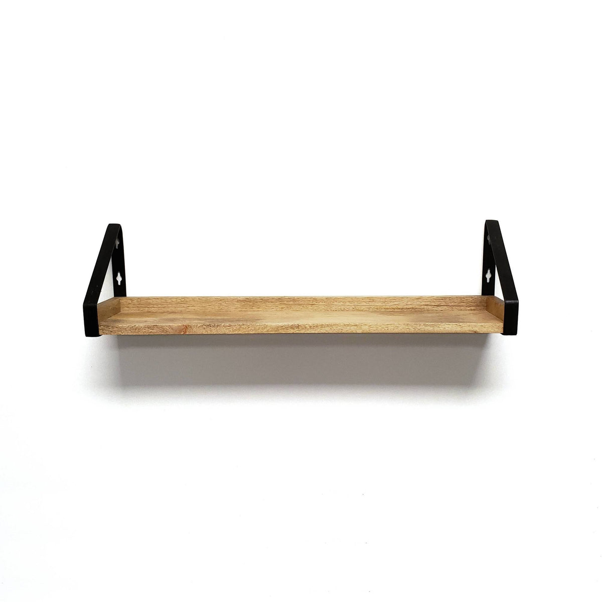 Real Wood Ledge with Rustic Metal Bracket Walnut Z401544