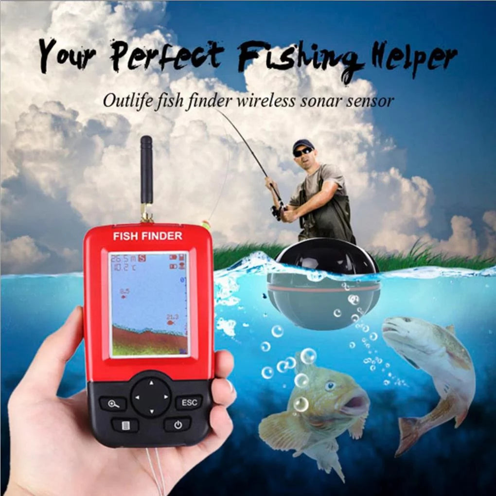 Portable Wireless Sonar Sensor Fishfinder Depth Locator LCD Display E418764
